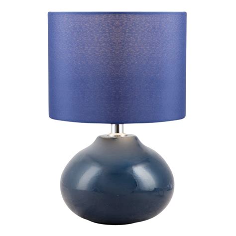 Owen Navy Blue Ceramic 24cm Table Lamp Bedside Light With Matching