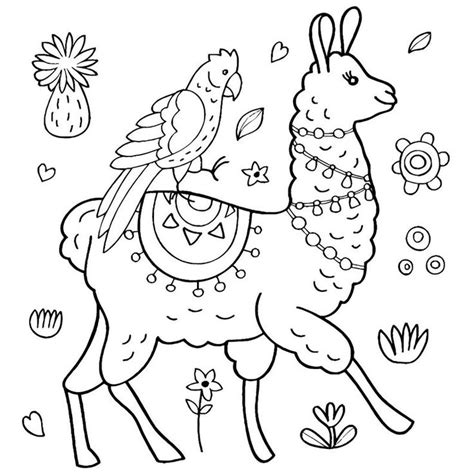 Llamas Coloring Pages For Adults And Kids Printable Etsy Adult
