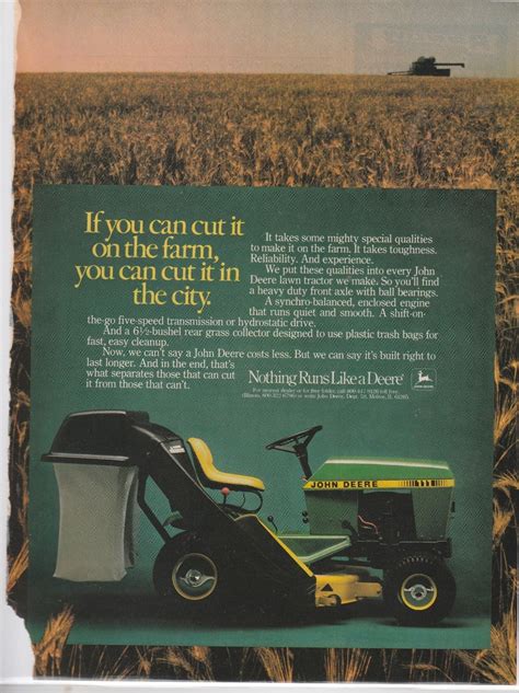 1982 John Deere Magazine Ad Lawn Tractor City Farm Old