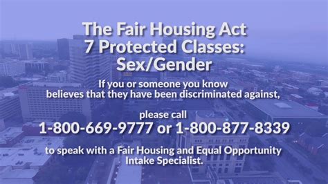 The Fair Housing Act Protected Classes Sex Gender Youtube