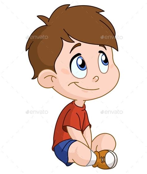 Sitting Boy Boy Illustration Funny Cartoon Characters Cartoon Boy