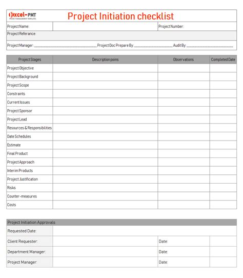 Project Initiation Checklist Excel Template And Example Project