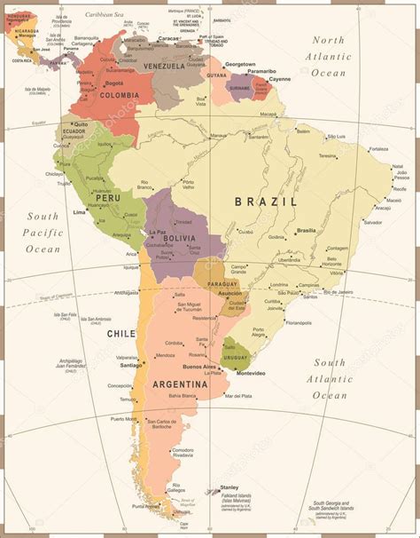 Mapa Politico Da America Do Sul Ilustracao Do Vetor Ilustracao De