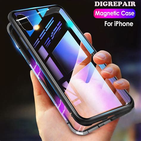 360 Magnetic Adsorption Case For Iphone Xr Xs Max X 8 7 Plus Tempered