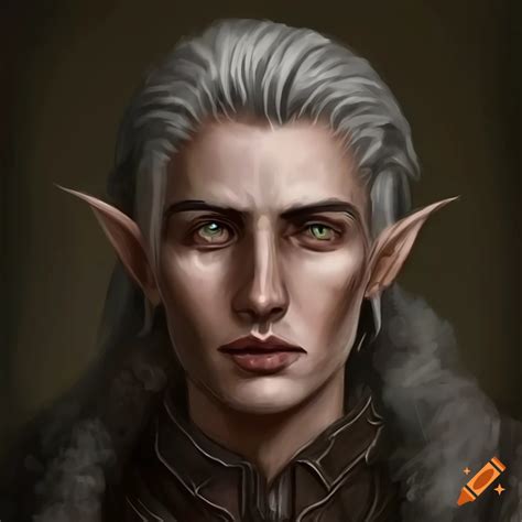 Detailed Art Of A Handsome Half Elf Man With Grey Hair And Beard On Craiyon
