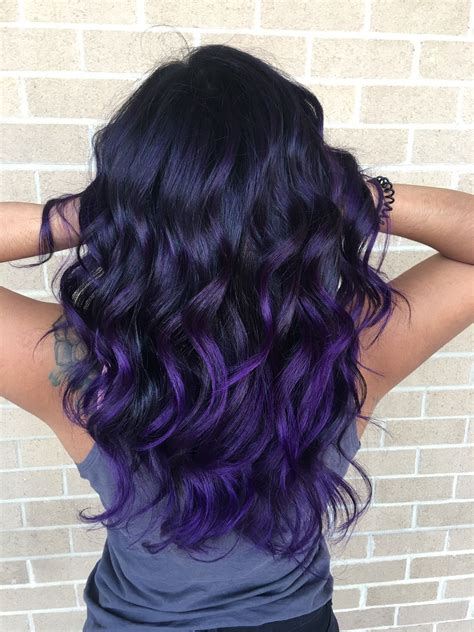 Deep Purple Balayage Hair Color Purple Purple Ombre Hair Hair Color