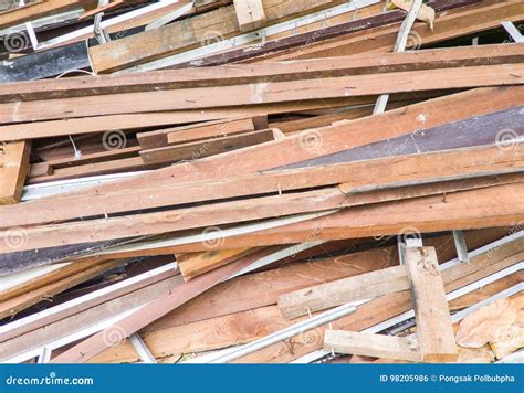 Large Lumber Pile From The Broken House Stock Photo Image Of