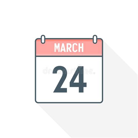 24th March Calendar Icon March 24 Calendar Date Month Icon Vector