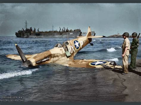 The wreck of a Spitfire shot down during landing operations, location