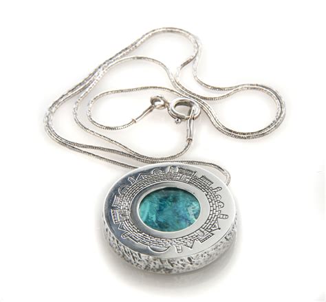 Jerusalem Eilat Stone Silver Necklace Baltinester Jewelry Silver
