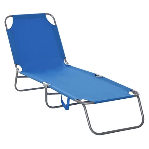 Outsunny Folding Portable Beach Lounger Outdoor Reclining Chair Patio