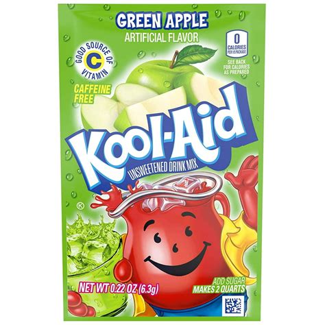 Kool Aid Green Apple Flavored Unsweetened Caffeine Free Powdered Drink
