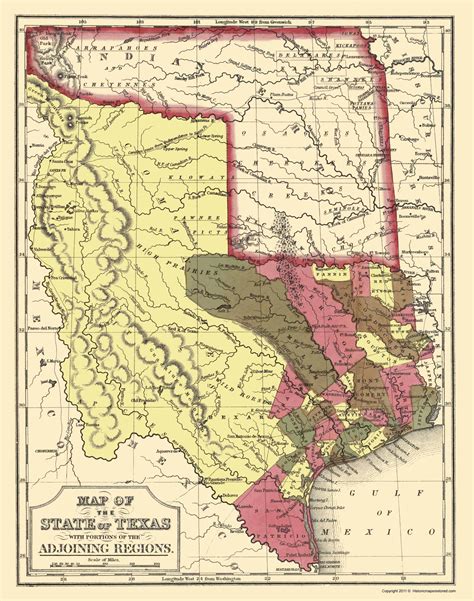 Old State Map Texas Cowperthwait And Mitchell 1846 Texas Map 1846