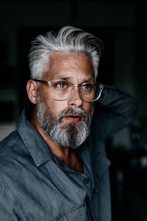 Silver Hair Men, Grey Hair Men, Gray Hair Cuts, Men Hair Color, Silver