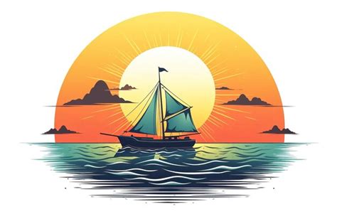 Premium Photo A Sailboat Sailing Towards A Radiant Sunset