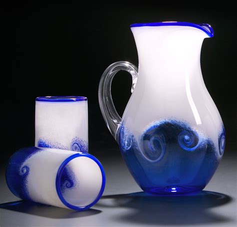 Wave Pitcher And Cups By Michael Richardson Justin Tarducci And Tim Underwood Art Glass