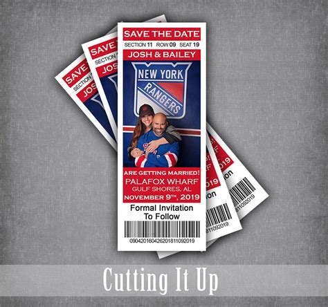Hockey Ticket Save The Date Magnet Ticket Invitation Etsy Engagement Announcement Cards