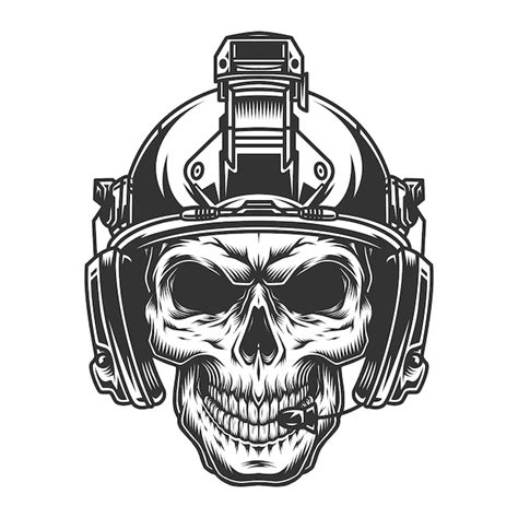 Free Vector Vintage Military Skull Illustration