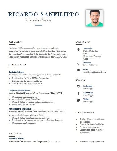 Modelo De Cv Contador Para Descargar Libre