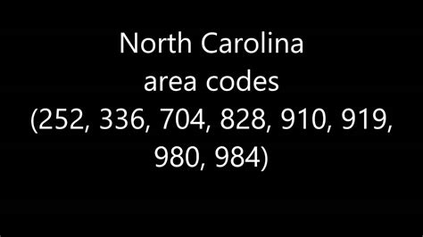 North Carolina Area Codes Youtube