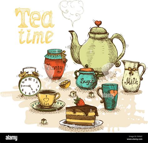 Tea Time Still Life Stock Vector Image And Art Alamy