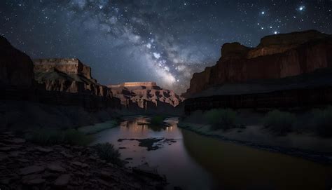 Premium Photo A Starry Night Sky Over The Grand Canyon