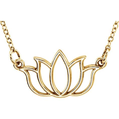 Solid Gold Lotus Flower Necklace Yoga Jewelry 14k 18k