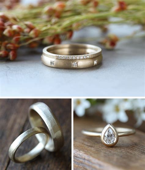 Unique Minimal Rustic And Handmade Wedding Bands And Engagement Rings