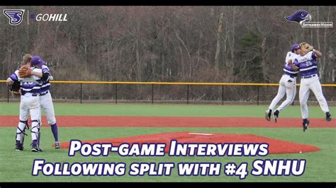 Post Game Interviews Following Stonehill Baseballs Split Against No 4