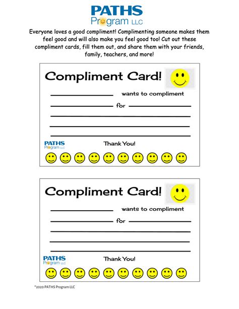 Printable Fun Compliment Cards