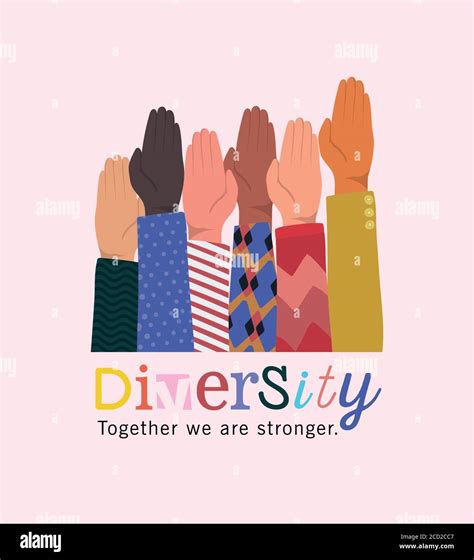 Diversidad Juntos Somos Más Fuertes Y Manos Hacia Arriba Diseño Gente