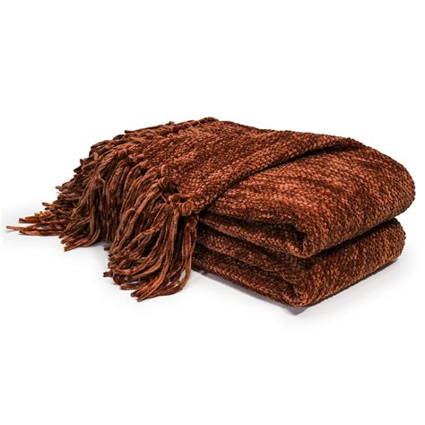 Dozzz Decorative Chenille Thick Couch Throw Blanket With Fringe Mixed