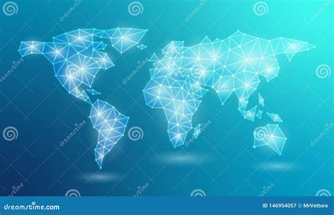Abstract Web World Map In Polygonal Line Global Network Connection In