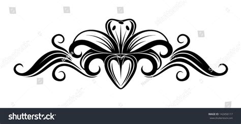 Black Silhouette Lily Flower Vector Illustration Stock Vector Royalty