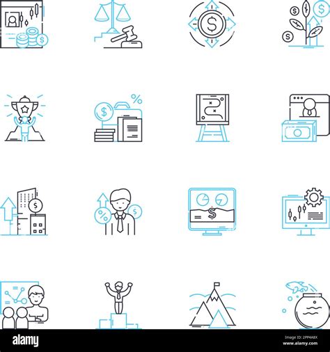 Wealth counseling linear icons set. Prosperity, Abundance, Investments