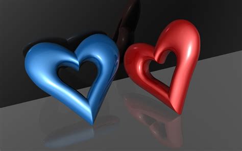 Two Blue And Red Heart Logos Hd Wallpaper Wallpaper Flare