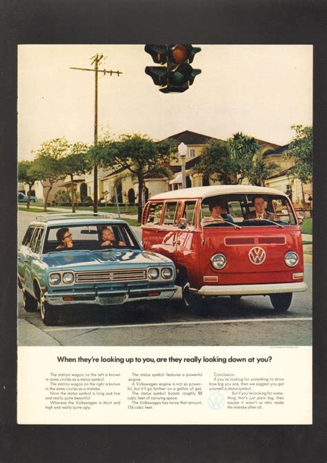 1969 Print Ad Volkswagen Mini Bus Status Symbol Couple Vintage Vw Bus