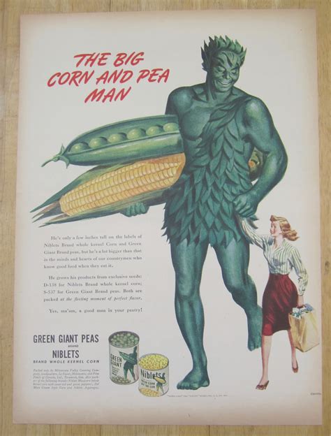1945 Green Giant Peas And Niblets W The Jolly Green Giant