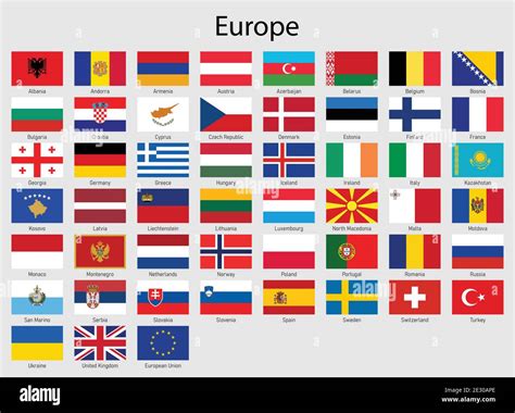 Conjunto De Banderas Países Europeos Toda Europa Colección De Banderas