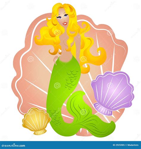 Beautiful Mermaid Seashells Stock Illustration Image 2925985