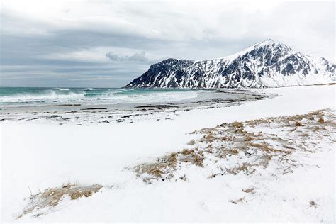 Snowy Beach In Winter On Lofoten Photograph By Relaxfotode Fine Art