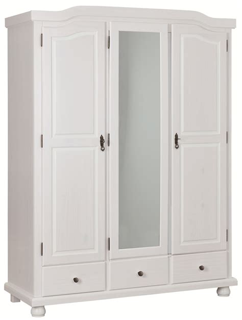 armoire 3 portes 3 tiroirs pin massif blanc serby lestendances fr