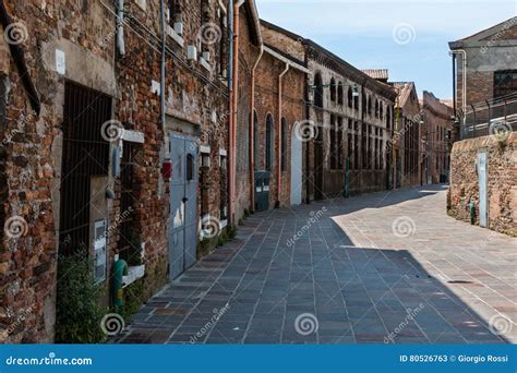 Old Foundry Buildings Exterior In Murano Street Isle Near Venice Stock