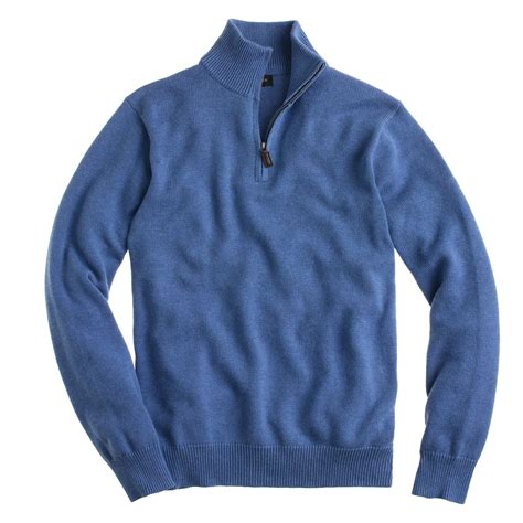 Jcrew Cotton Cashmere Half Zip Sweater In Blue For Men Lyst