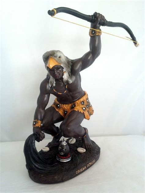 14 Inch Statue Orisha Ochosi Yoruba Santeria Guerrero Warrior Figure