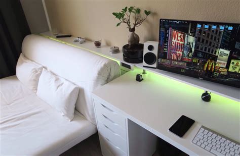 This gaming room setup in your bedroom allows you to play pc games and video games in the comfort of your room. Bedroom gaming setup | Tech | Pinterest | Gaming setup, Bedrooms and Desks