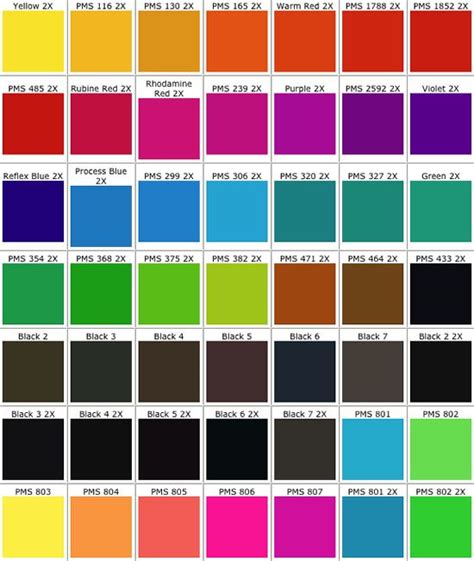 Real Access Promotional Products Creative Business Pms Color Chart