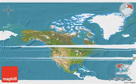 Satellite 3d Map Of North America Single Color Outside