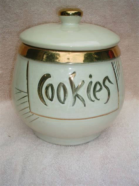Mccoy Cookie Jar Round With Gold Trim 1962 65 Ebay Mccoy Cookie