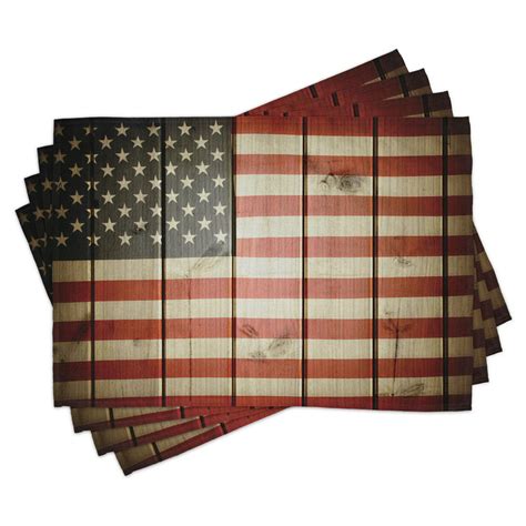 american flag placemats set of 4 usa flag over vertical striped wooden board citizen solidarity